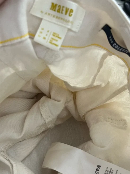 Anthropologie Maeve The Collette Linen Blend Wide Leg Pant In Ivory Cropped - Picture 10 of 13